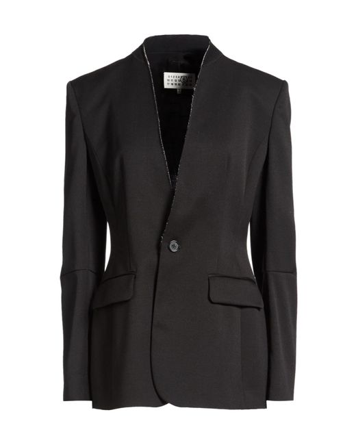 MM6 by Maison Margiela Black Slim-Fit Single-Breasted Blazer