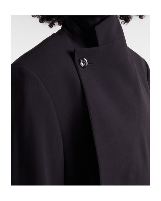 Lemaire Black Wool Crêpe Wrap Coat