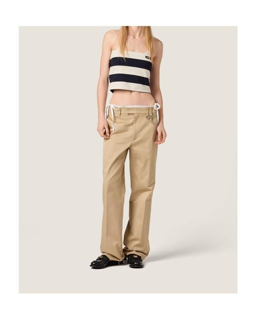 Miu Miu Blue Striped Jersey Top