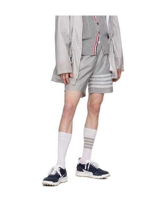 Thom Browne White Bar Stripe Detailed Shorts for men