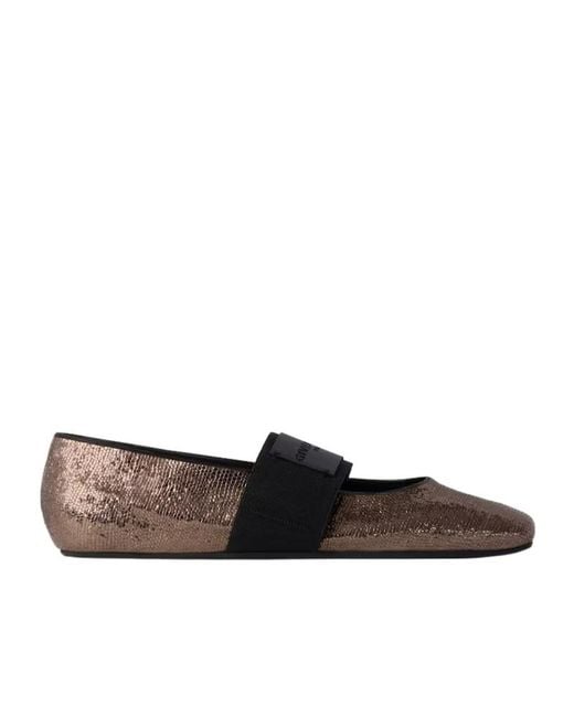 Givenchy Brown Sliced Square Strap Ballet Flats