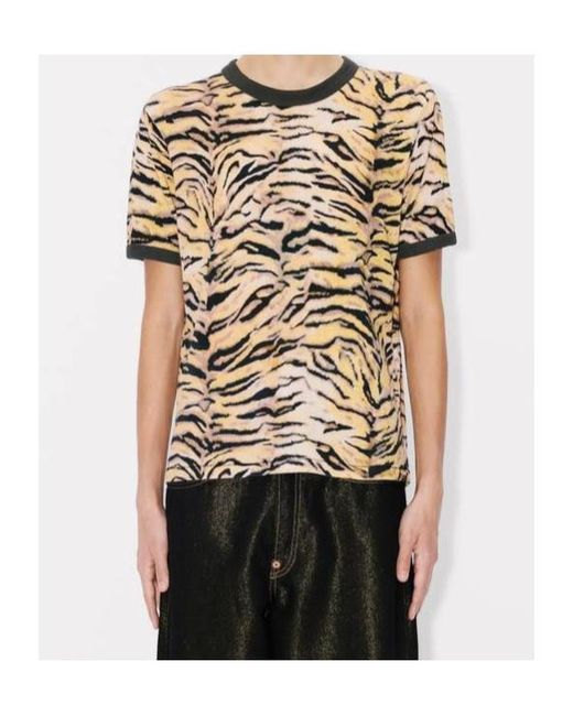 KENZO Natural All-Over Stripe Print T-Shirt for men