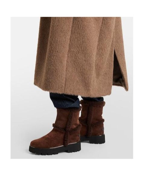 Aquazzura Brown Shearling-Trimmed Suede Ankle Boots