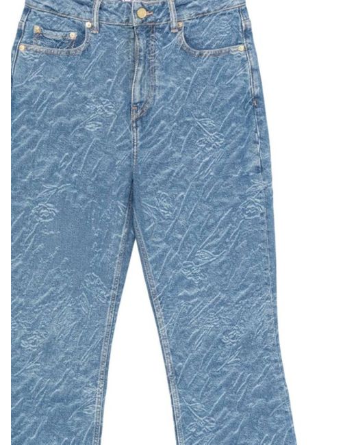 Ganni Blue Textured Five-Pocket Jeans