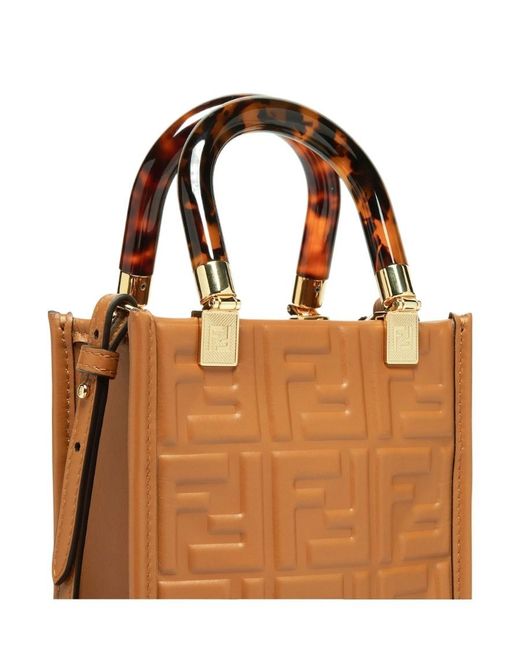 Fendi Brown Leather Mini-Bag With Ff Motif