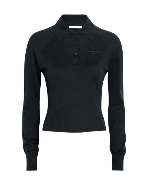 Givenchy Blue Cotton And Silk-Blend Polo Top