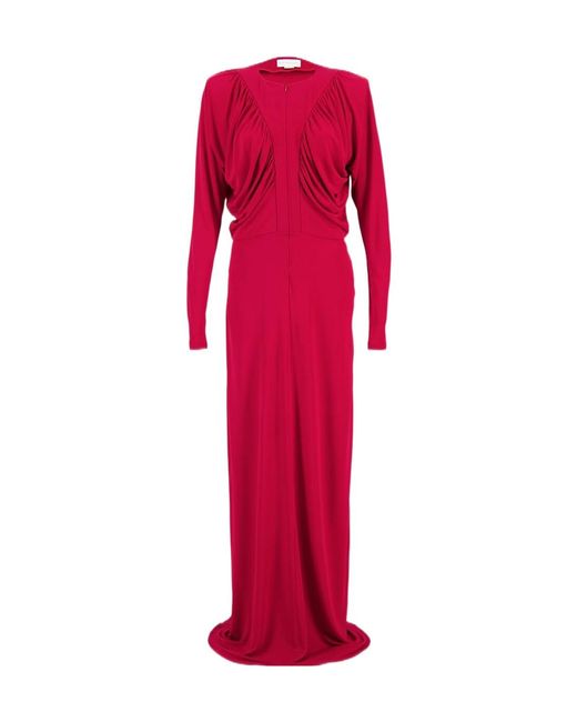 Stella McCartney Red Draped Long-Sleeve Gown