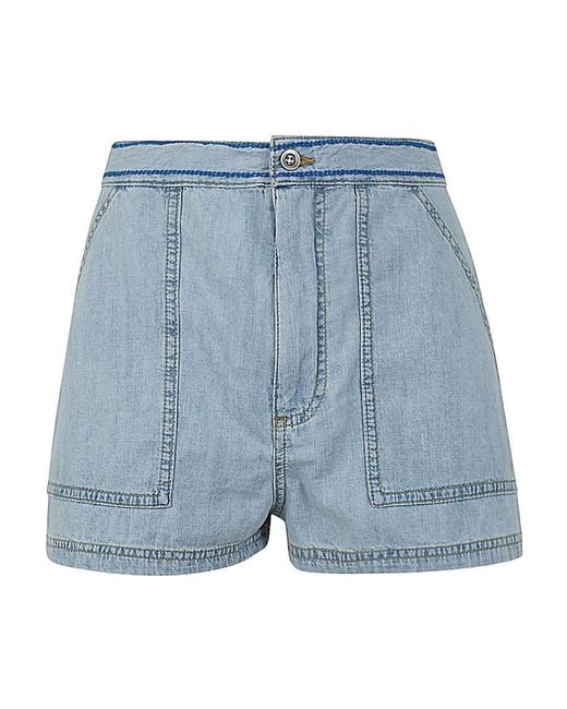 Marni Blue Embroidered-Logo Denim Shorts