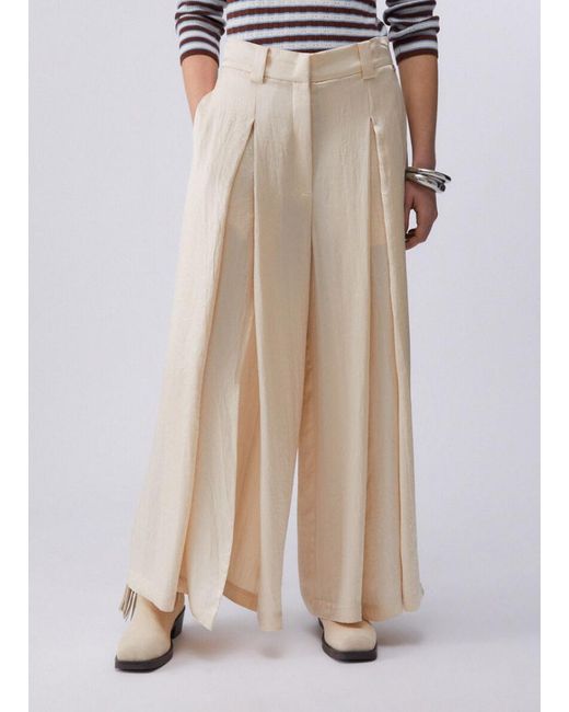 Liu Jo Natural Cropped Satin Trousers