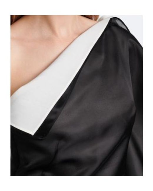 Rohe Black Draped One-Shoulder Silk Top