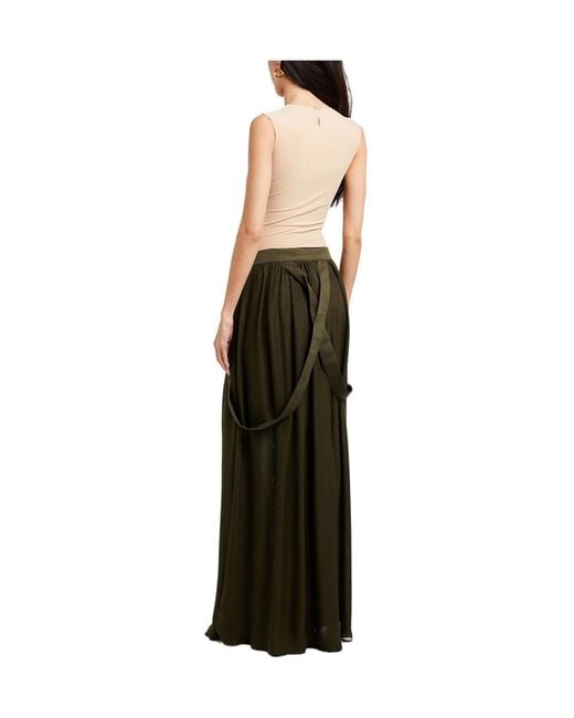 Max Mara Green Solid-Colored Flare Skirt