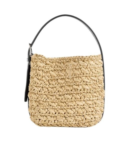 Totême White Small Belted Paper Raffia Tote