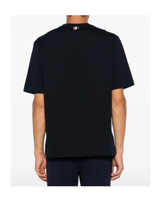 Thom Browne Black 4-Bar Chest-Pocket T-Shirt for men