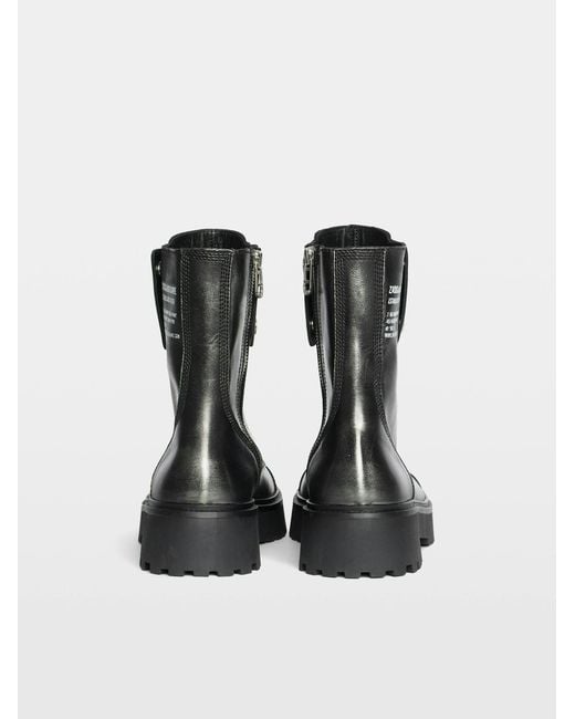 Zadig & Voltaire Black Leather Combat Boots