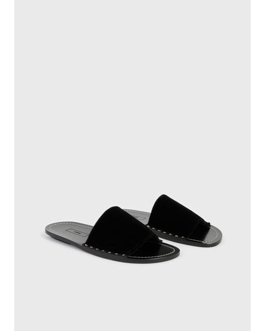 Totême  Black Totême Studded Velvet Slides