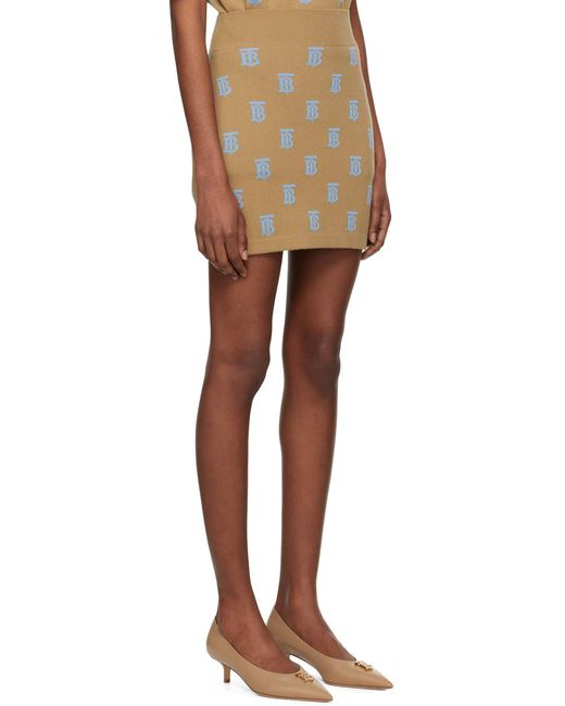 Burberry Brown Monogram-Print Jacquard Miniskirt
