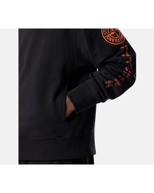 Stone Island Blue Oversized-Fit Zip-Up Sweatshirt With 'Vertical Placement' Print for men