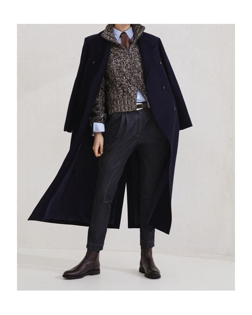 Brunello Cucinelli Blue Comfort Monili-Embellished No-Fade Denim Equestrian Trousers