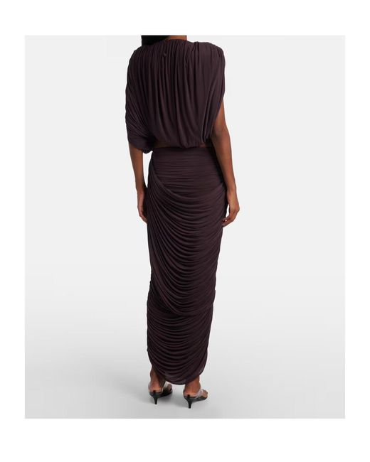 Magda Butrym Red Pleated Midi Skirt