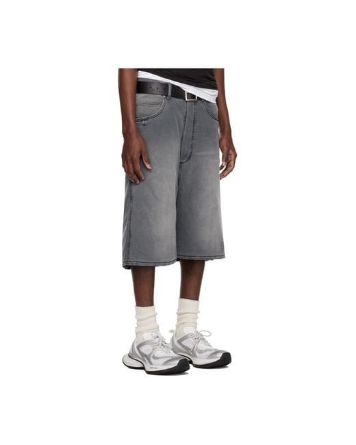 Lu'u Dan Stack Denim Shorts in Gray for Men | Lyst