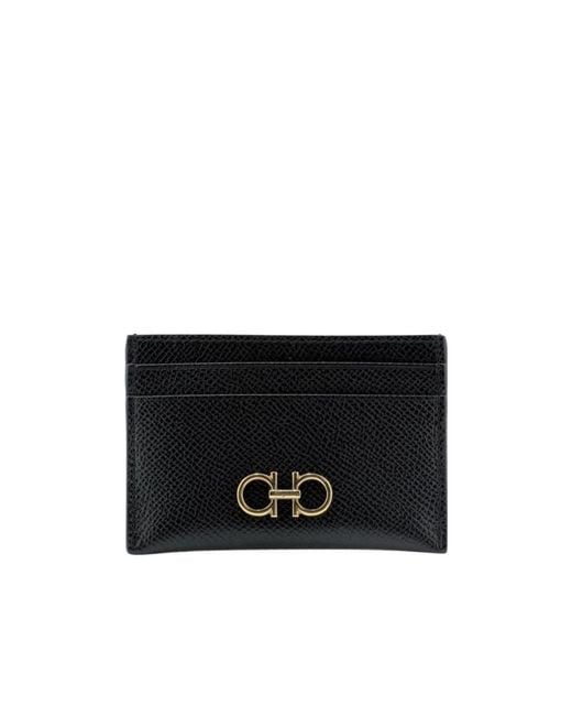 Ferragamo Black Ferragamo Gancini Bifold Card Holder Wallet