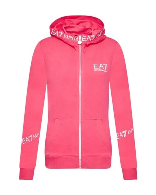 EA7 Pink Hooded Zipper Hoodie
