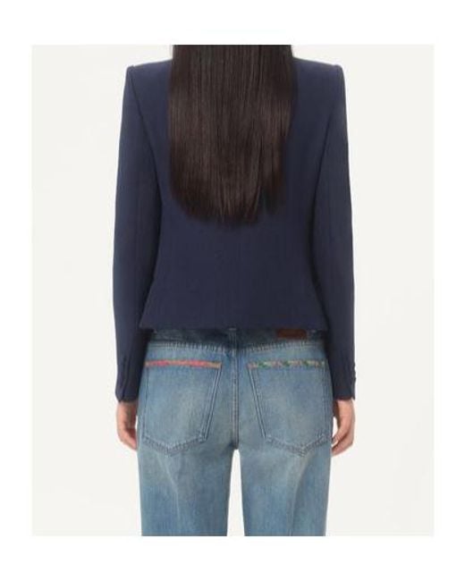 Valentino Blue Single-Breasted Bow Detailed Blazer