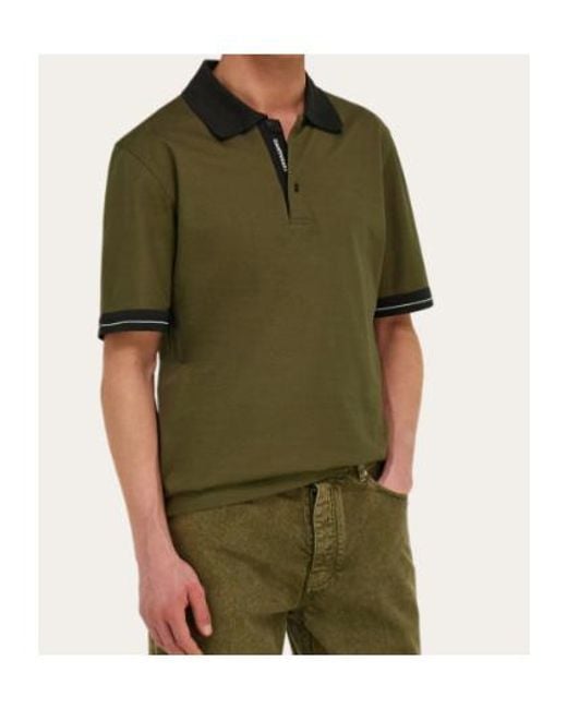 Ferragamo Green Short Sleeve Polo Shirt for men