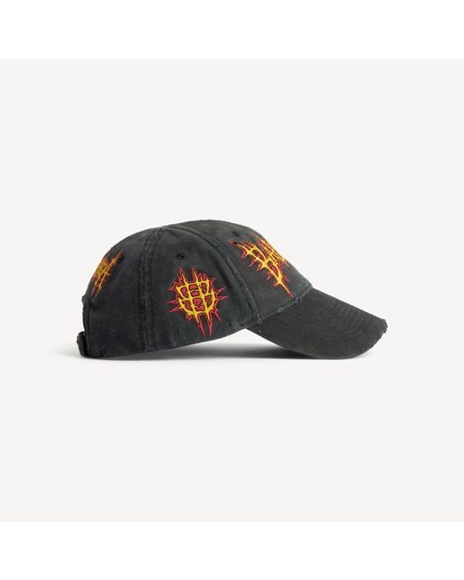 Balenciaga Black Logo Distressed Baseball Cap for men