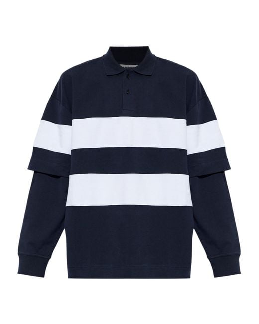 DARKPARK Blue Zack Striped Long-Sleeve Polo Shirt for men