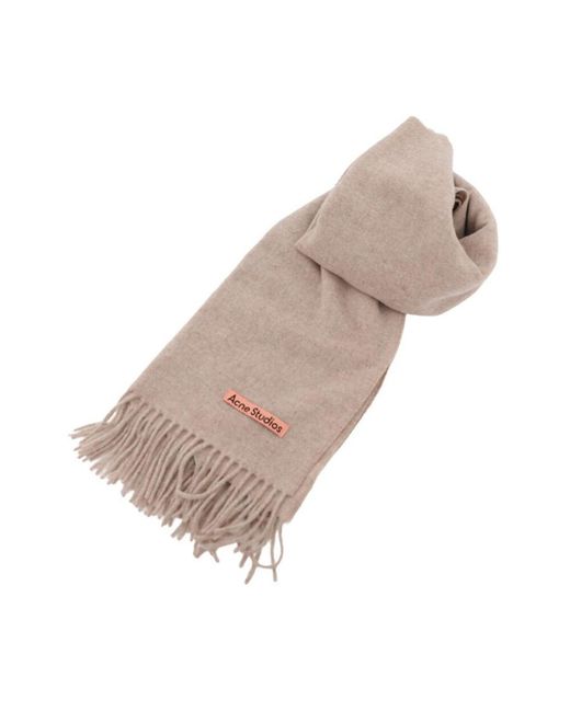 Acne Natural Logo Patch Fringed-Edge Scarf for men