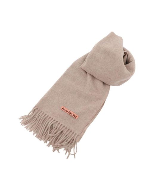 Acne Natural Logo Patch Fringed-Edge Scarf for men