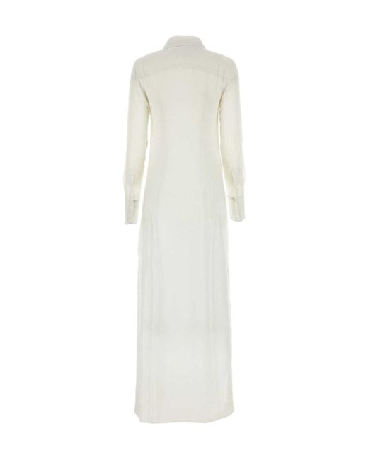 AMI White Long-Sleeved Shirt Dress
