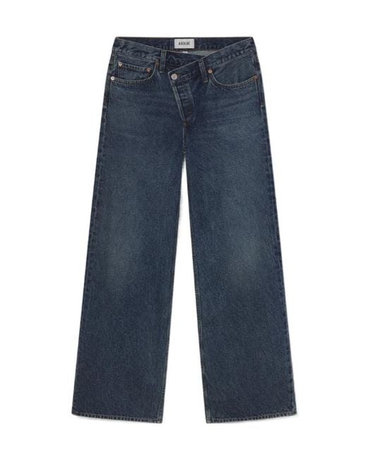 Agolde Blue High-Rise Wide-Leg Jeans