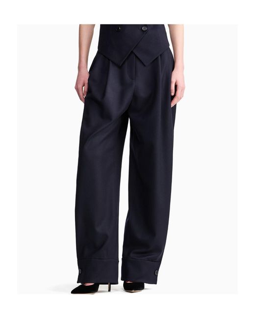 GIORGIO ARMANI X ALANUI Blue Giorgio Armani For Alanui Pure Virgin Wool Trousers With Pleats