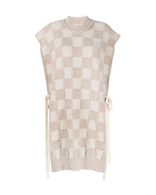 Uma Wang White Checkerboard-Pattern Knitted Vest