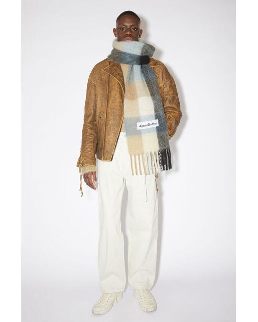 Acne Multicolor Logo Patch Checked Scarf for men