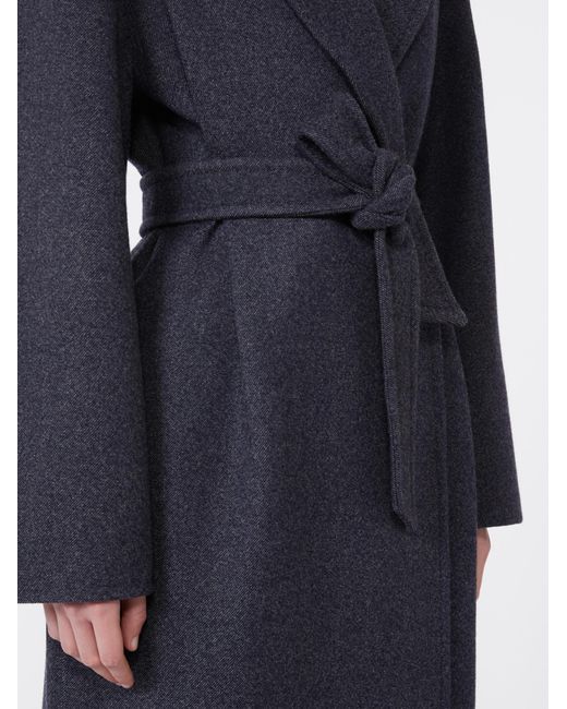 Max Mara Blue Denim-Effect Wool Coat