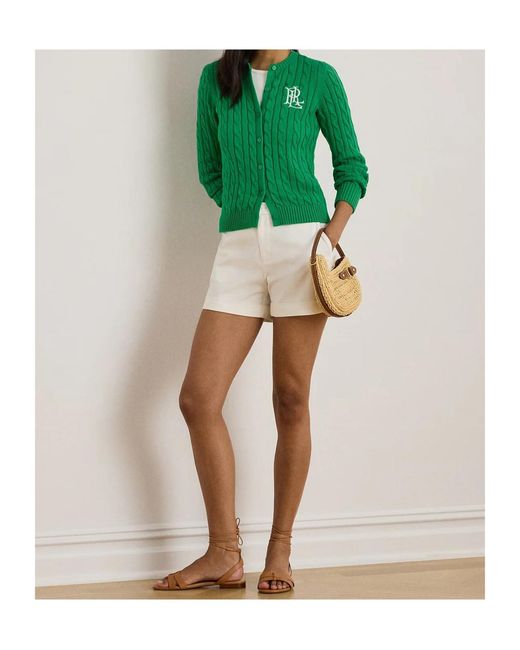 Ralph Lauren Green Cable Knit Button Cardigan