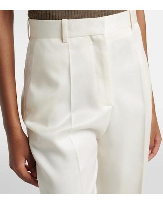 Calvin Klein White Lucia High-Rise Wool And Silk Slim Pants