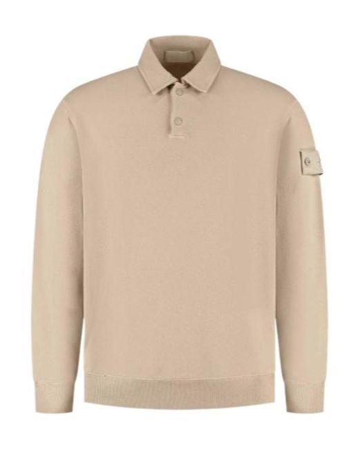 Stone Island Natural Long-Sleeve Polo Shirt for men