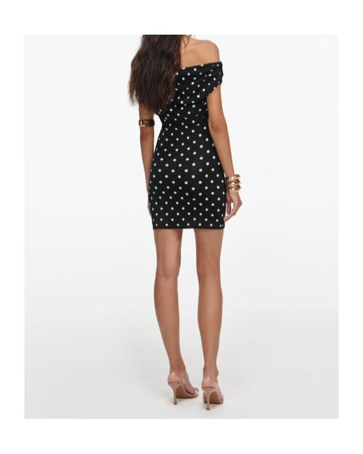 Self-Portrait Black Polka-Dot Ruched Mini Dress