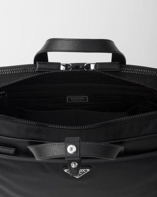 Prada Black Re-Nylon Zipped Laptop Bag for men