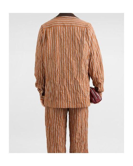 Dolce & Gabbana Brown Crinkled Striped Vanity Shirt for men