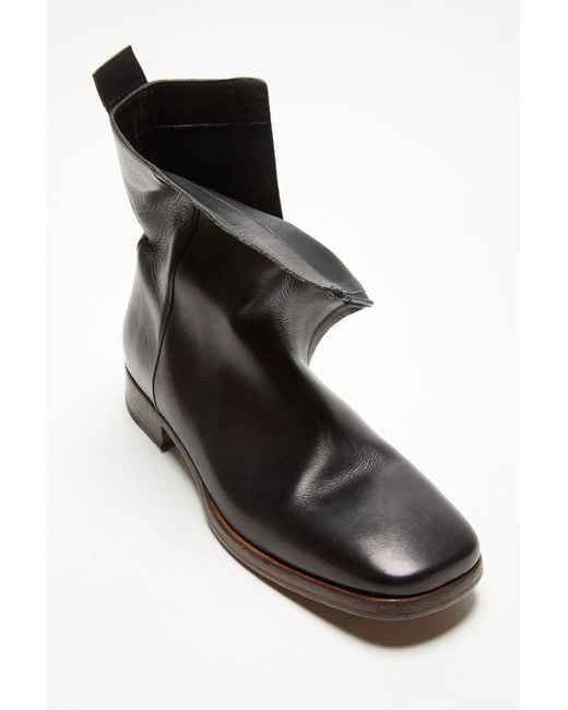 Acne Black Square-Toe Leather Boots for men