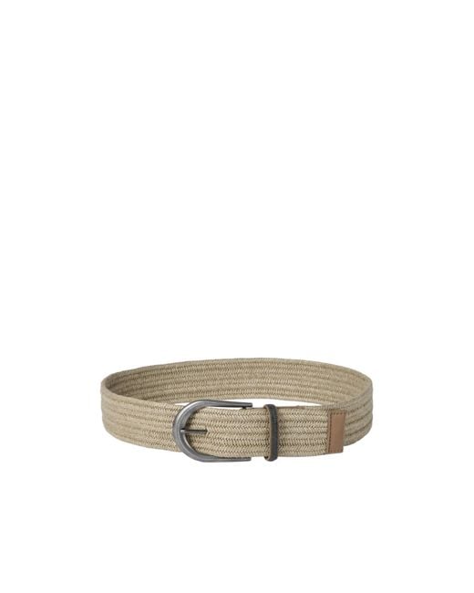 Brunello Cucinelli White Monili-Buckle Woven Belt