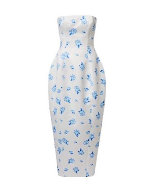 Leo Blue Jessica Floral Bustier Gown
