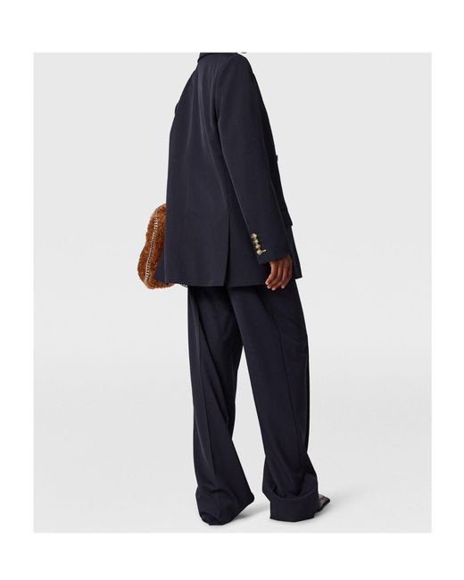 Stella McCartney Blue Pleated Wide-Leg Trousers
