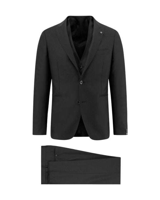 Tagliatore Black Single-Breasted Tailored Suit for men