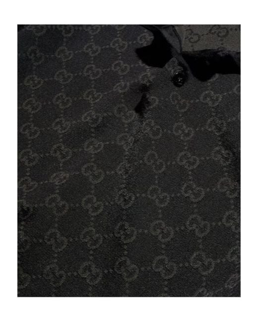 Gucci Black Viscose Gg Jacquard Polo Shirt for men